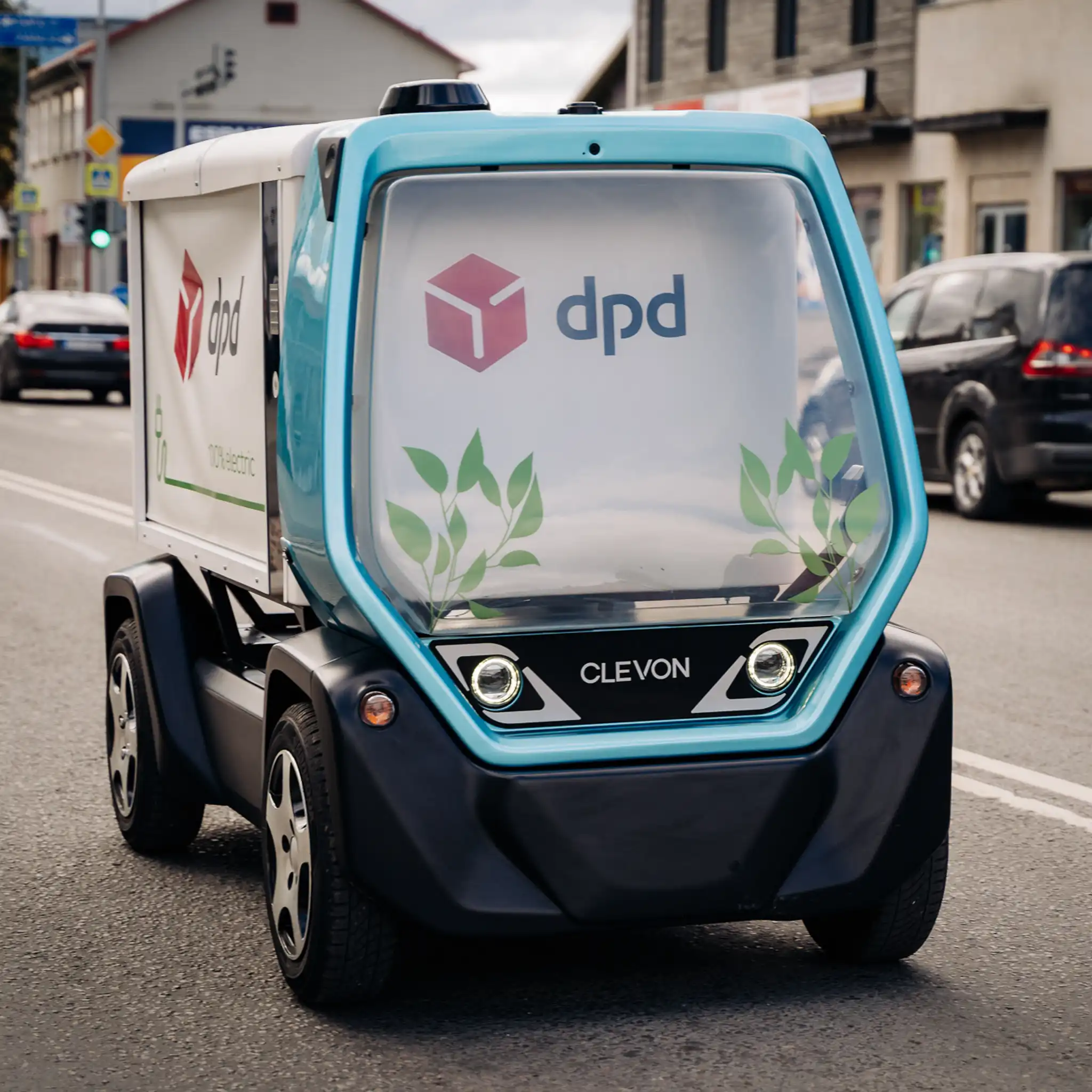 Robot carrier CLEVON 1 delivering with DPD on public roads